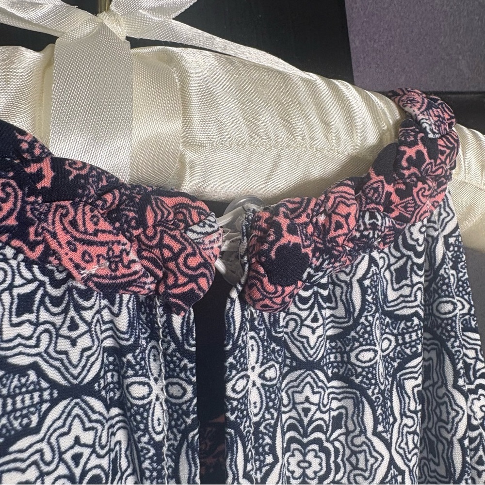 Wisp Petites Boho Maxi Dress Navy Pink Paisley Sleeveless US 2P - Picture 6 of 10